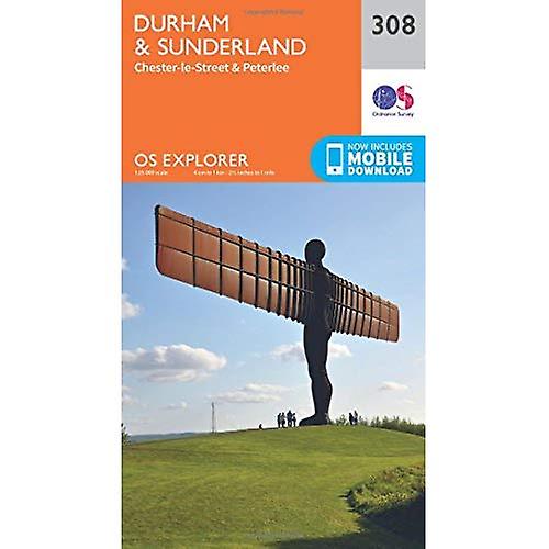 OS Explorer karta (308) Durham och Sunderland