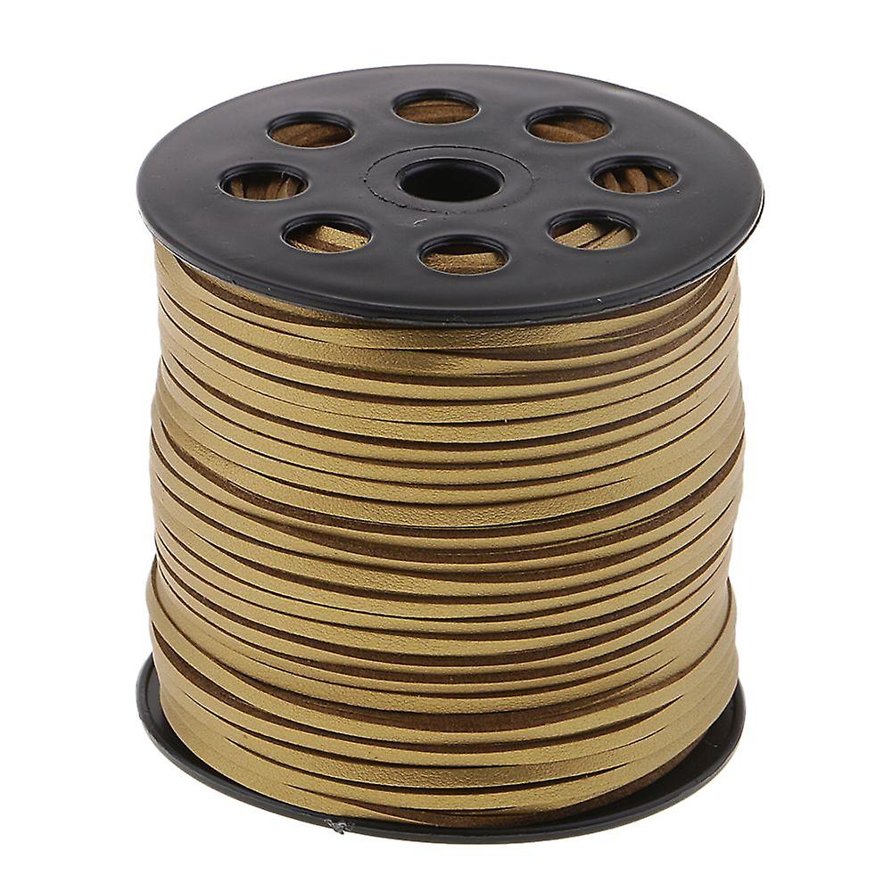 100 Yards Korean Pu Leather Strings Flat Wire 2.6mm Golden