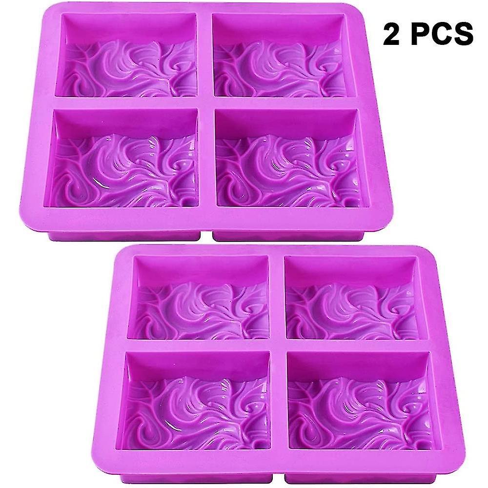 Silicone Soap Square Molds, Diy Handmade Soap Mold With Ocean Wave Pattern For Milk Soap 4 Wavy Flow