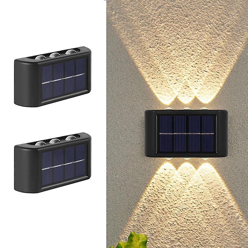 2 Solar LED Wall Lights for Outdoor Pathways, Waterproof Up/Down Lighting