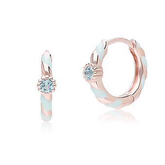 Siberian Waltz Blue Enamel & Round Swiss Blue Topaz Hoop...