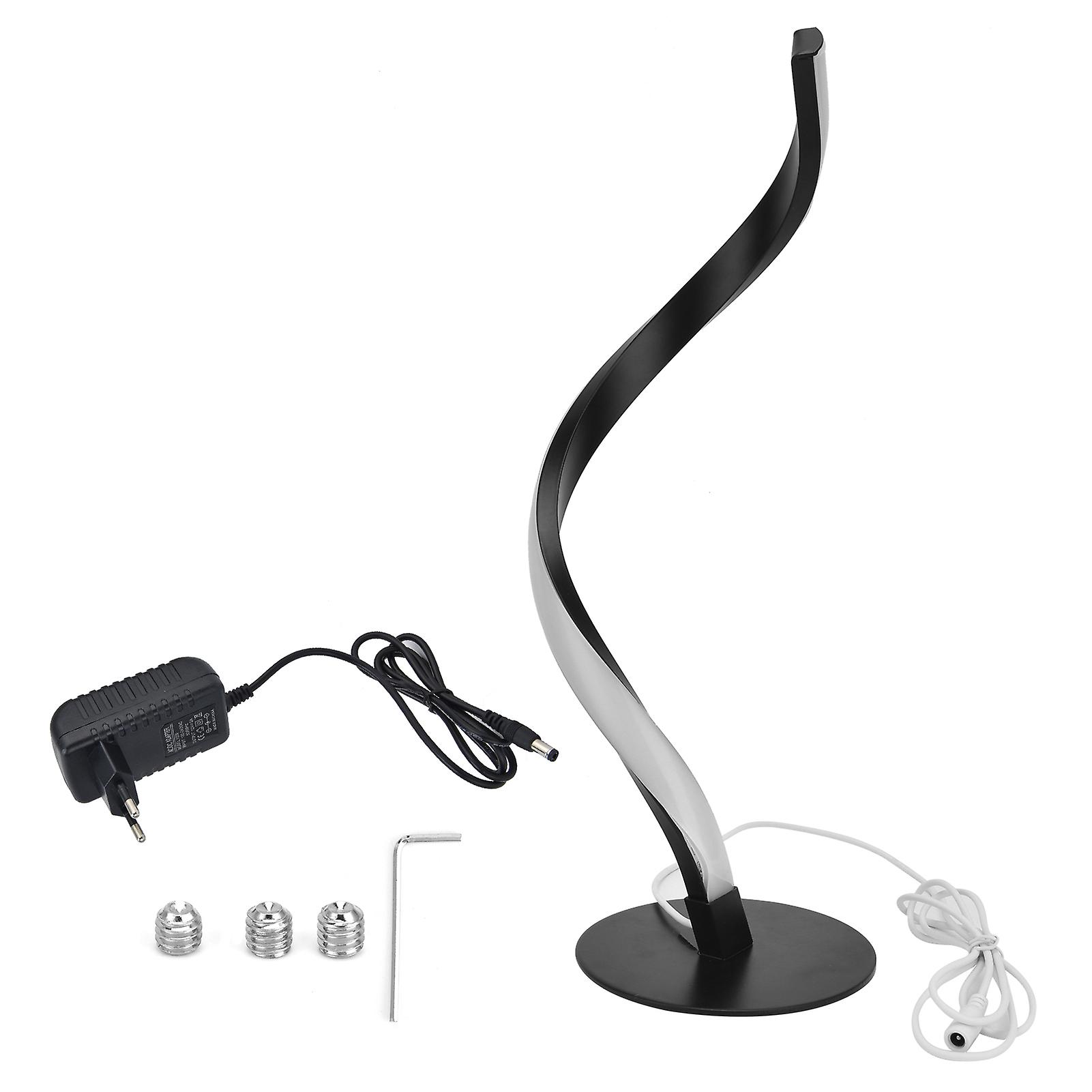 SShaped LED Spiral Table Lamp Reading Light Small Night Light for Bedside EU Plug 100240V(Black )