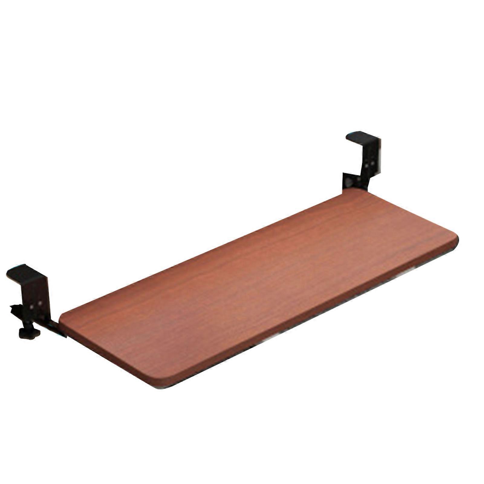 Adjustable Height Keyboard Sliding Tray Punch-Free Computer Desk Extender Teak Color
