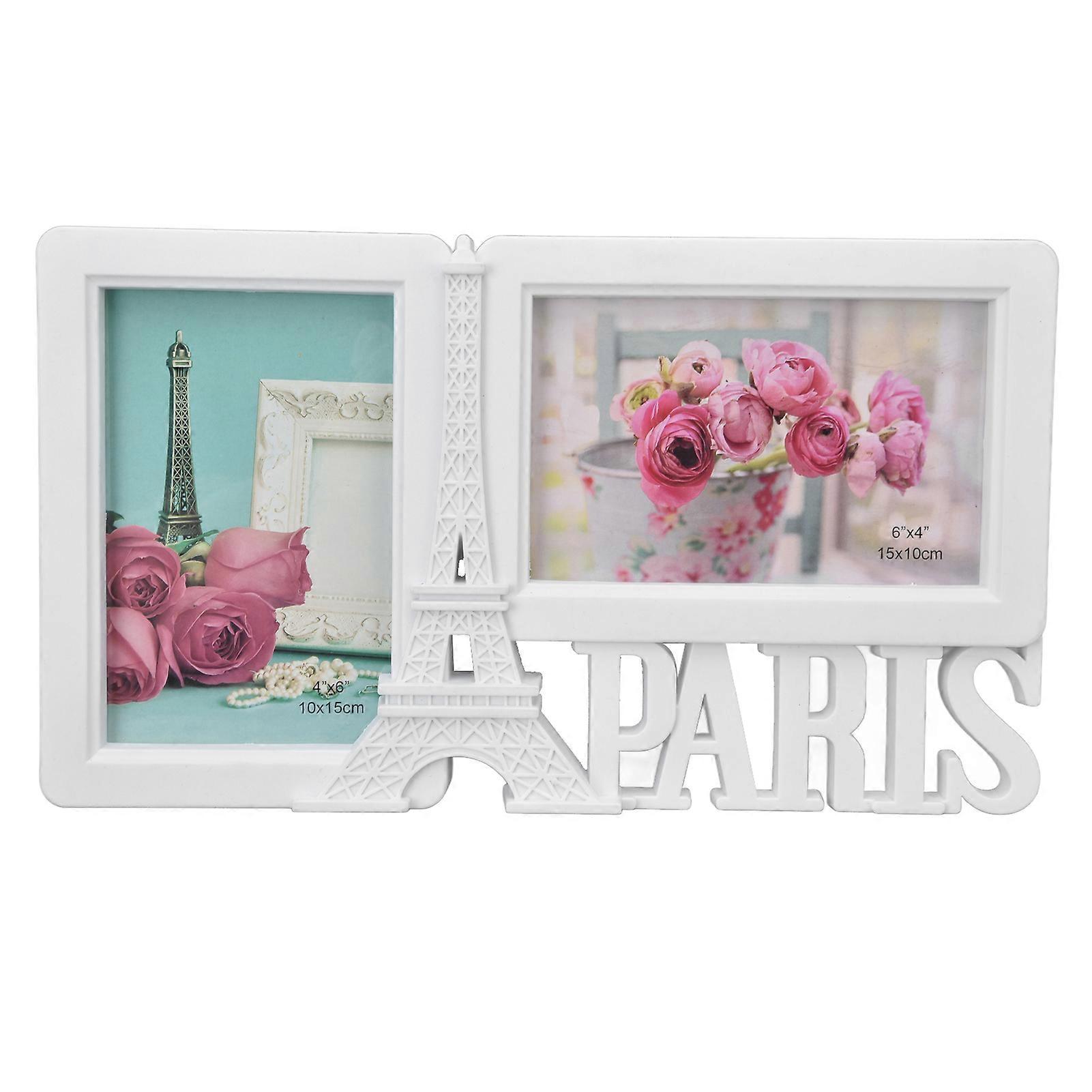 2 Pcs Rectangle Photo Frames Home Decorative 2 Holes Picture Frames for Wedding Bedroom Party