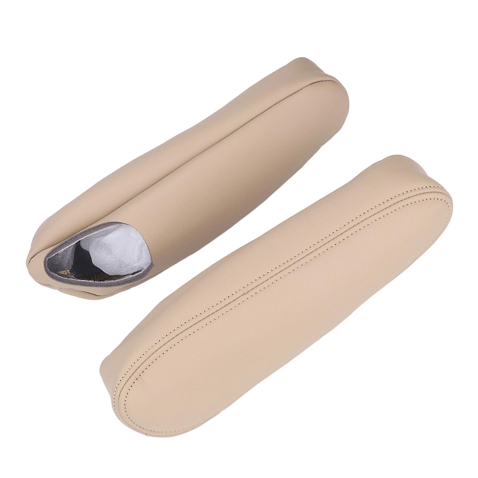 Beige Artificial Leather Front Seat Armrest Cover Pair 2000-2006