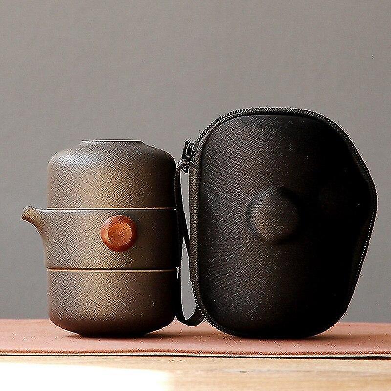 Coffee Tea Sets Japanese Style Ceramic Teapot Lid Bowl Teacup Handmade Portable Travel Office Tea Set Black