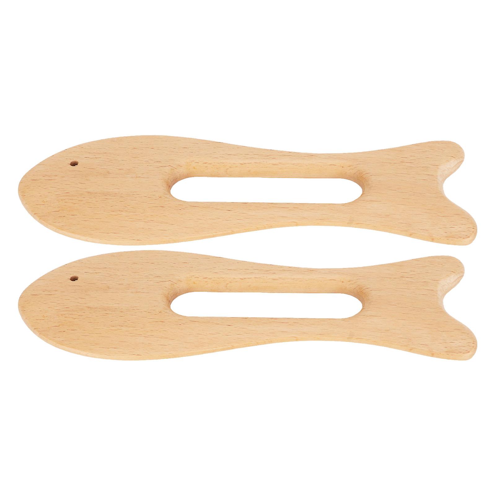 2Pcs Wooden Gua Sha Board Fish Shape Polished Beech Sturdy Safe Smoothing Wooden Scraping Tool for Arms Legs Back 