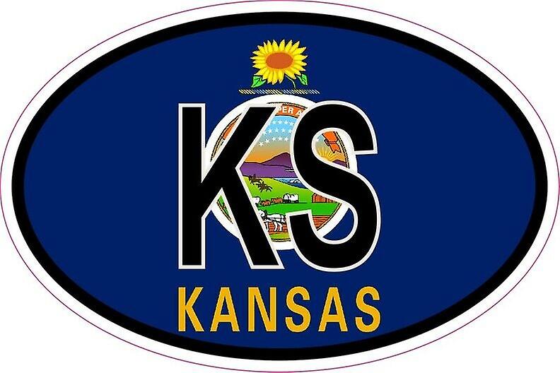 Sticker sticker oval oval flag code country usa kansas