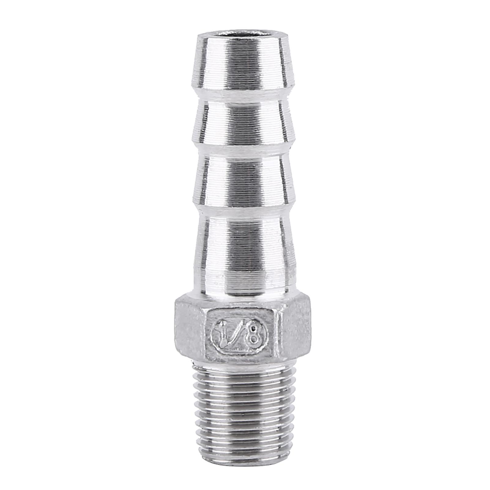 Stainless Steel SS304 Male Thread Pipe Fitting, Male Thread Pipe Fitting Barb Hose Tail Connector, Thread Pipe Tail Connector BSP (1/8"x10mm)