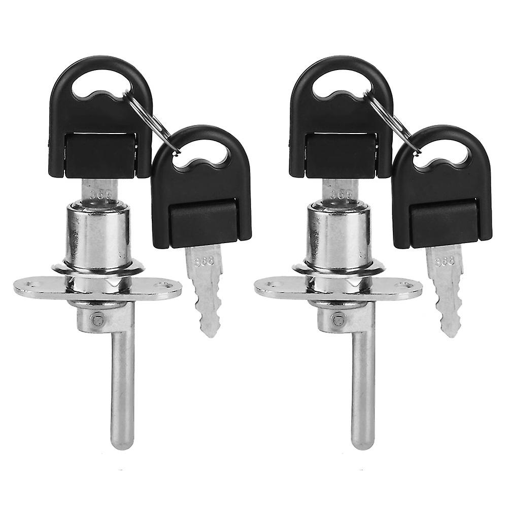 Set of 2 security locks for drawers, cabinets, filing cabinets and furniture (16 mm head, silver)
