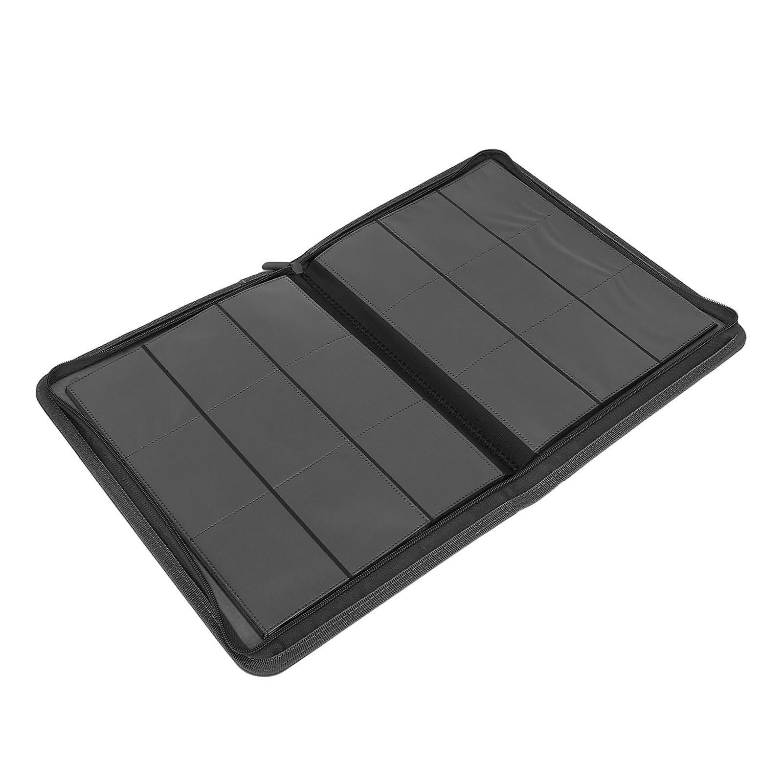 9 Pockets Card Binder Zipper Fully Enclosed PU 360 Side Loading Pocket Trading Card Album Folder for Card Collection Black 