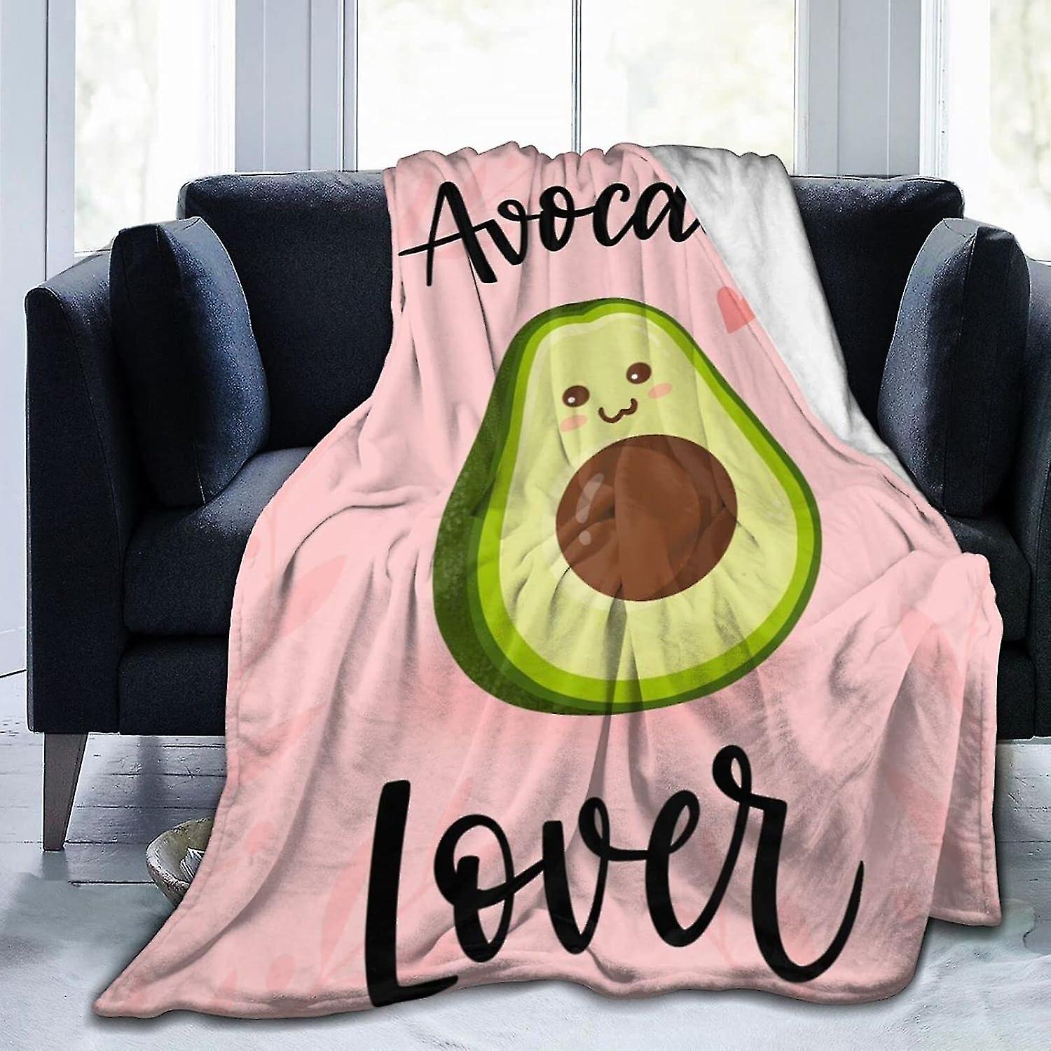 Avocado Fleece Blanket Pink Throw Blanket Cute Fruit Blanket For Bed Sofa Lightweight Plush Fuzzy Blanket
