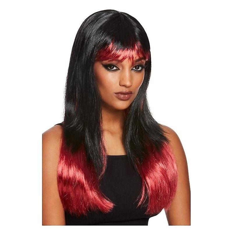 Bleeding Dip Dye Wig Black & Red 44996