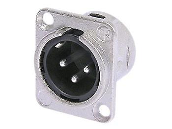 Neutrik - XLR取付コネクタ、3ピンオス、銀メッキ、ニッケル、Dサイズ