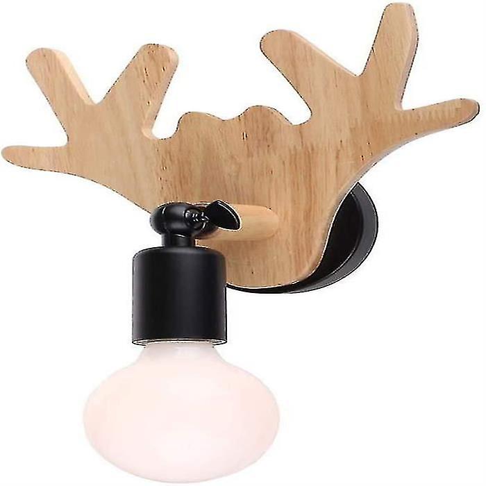 Modern Industrial Solid Wood Deer Head Wall Sconce