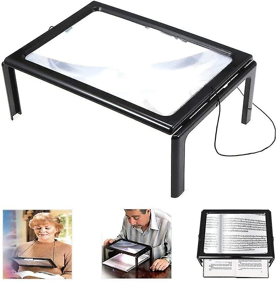 Rectangular Magnifier For Visually Impaired 3x Full Page Magnifier Magnifier With Hands-free Light