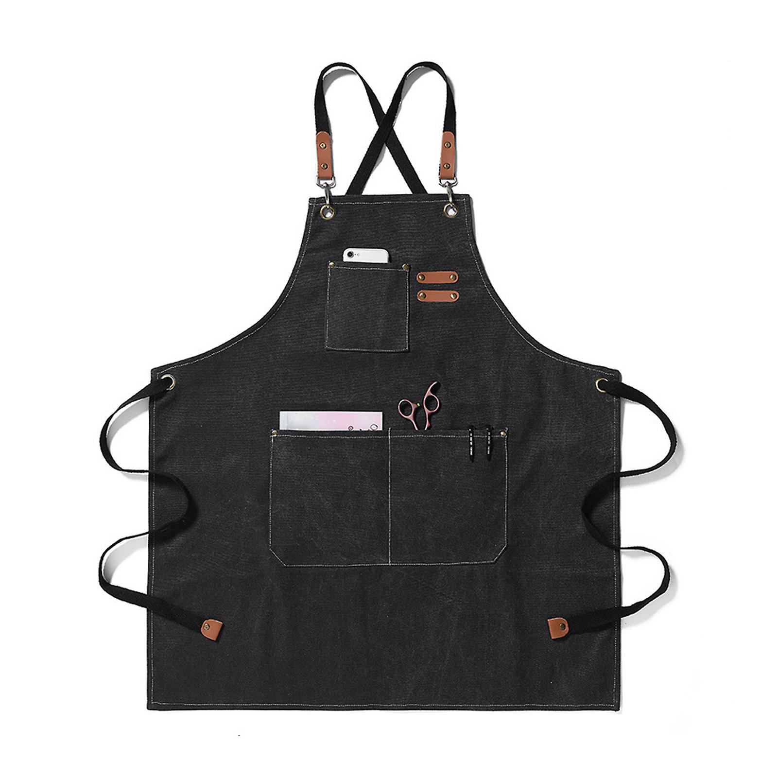 Household Canvass Apron with Pocket Breathable Anti-foulings Bib for BBQ Baking