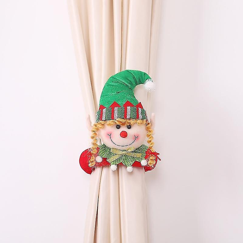 Set of 1 Curtain Tiebacks Christmas Elf Snowman Santa Claus Curtain Buckles Holdbacks Christmas Curt