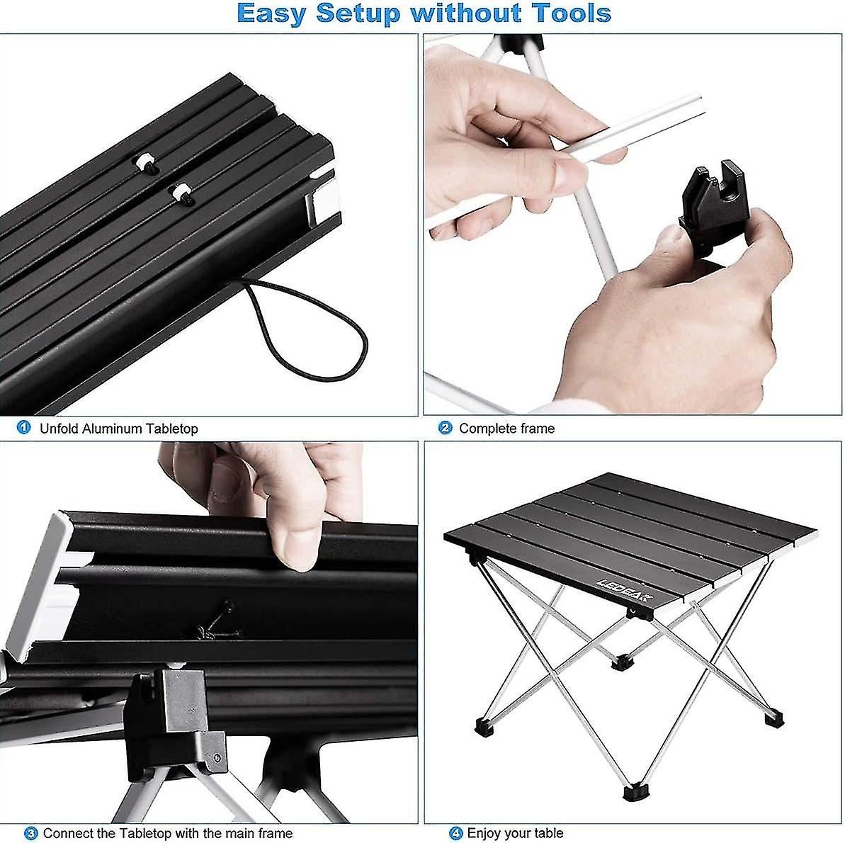 Camping table, ultra light aluminum alloy portable folding table with carrying bag, easy to clean, p