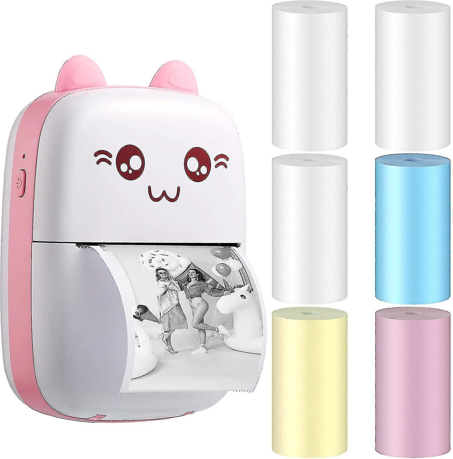 Mini Printer, Portable Pocket Printer Inkless Photo Printer,pink