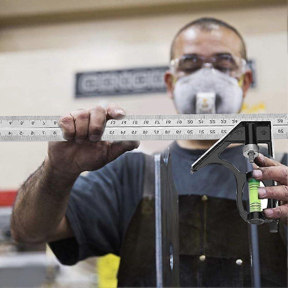 300mm Stainless Steel Combination Angle Ruler 12inch Adjustable Zinc Alloy Straight Edge Professional Measuring Tool with Clear and Accurate Calibrati