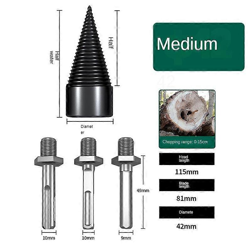 4pcsLog Splitter Cones, multi-functional screw, Logs, with 3 handles, 42mm