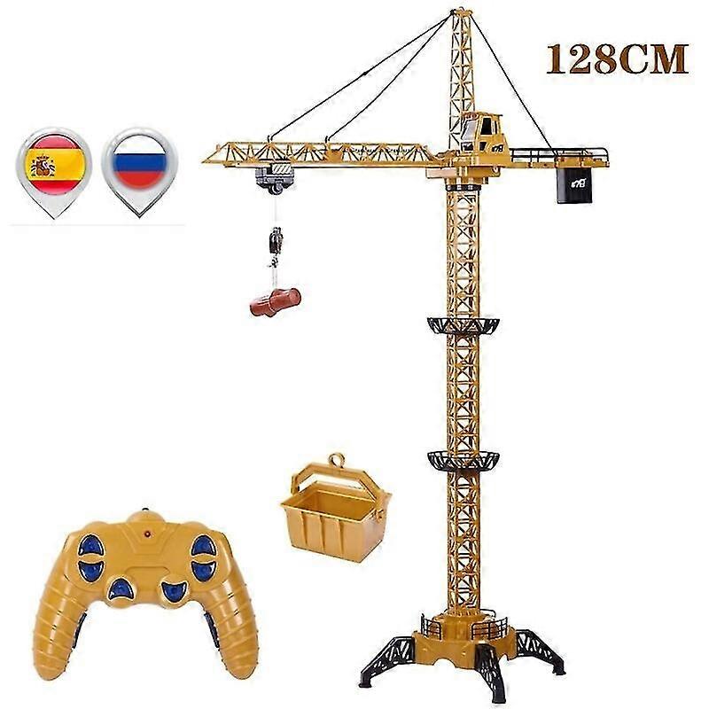 New 2023 Upgraded Version Remote Control Construction Crane 6ch 680 Rotation Lift Model 128cm 2.4g Rc Tower Crane Toy For Kids Robotic Toys