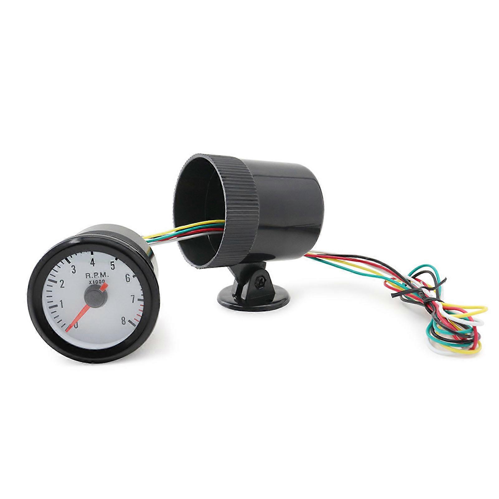 0?8000RPM Tachometer 52mm Tacho Gauge Blue LED Backlight for 4 6 8 ...