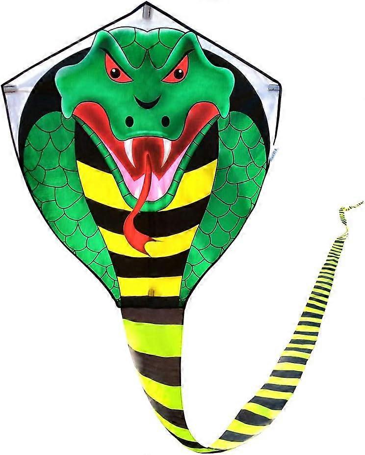Large cobra kite with long tail for kids and adults, kite line and handle included, it will dominate
