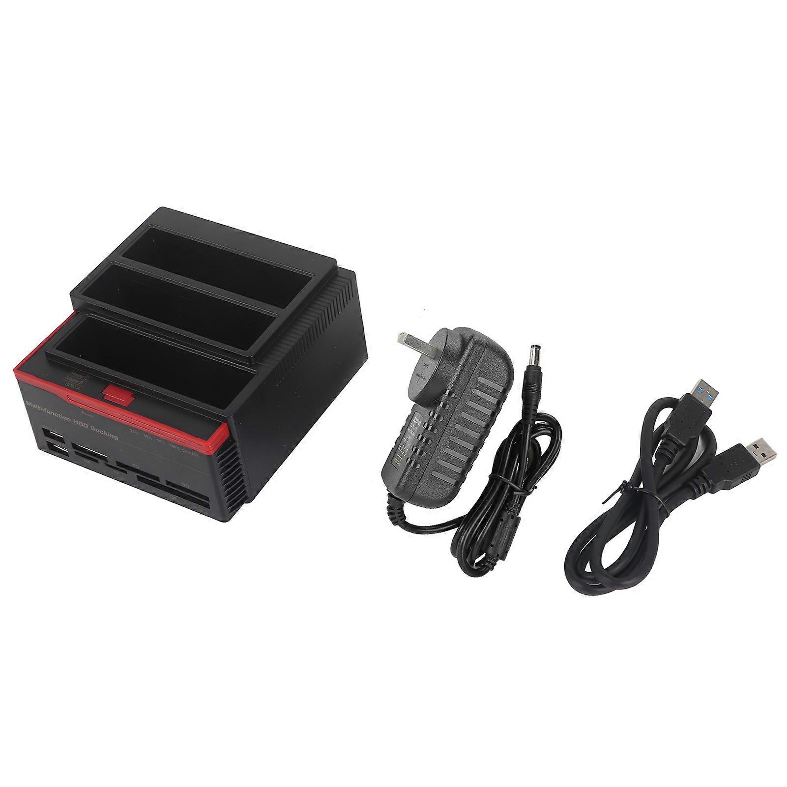 Estação de encaixe para HDD SATA IDE DualBay USB 3.0 de 2,5 polegadas e 3,5 polegadas, leitor de HUB clone offline, plugue AU 100-240V