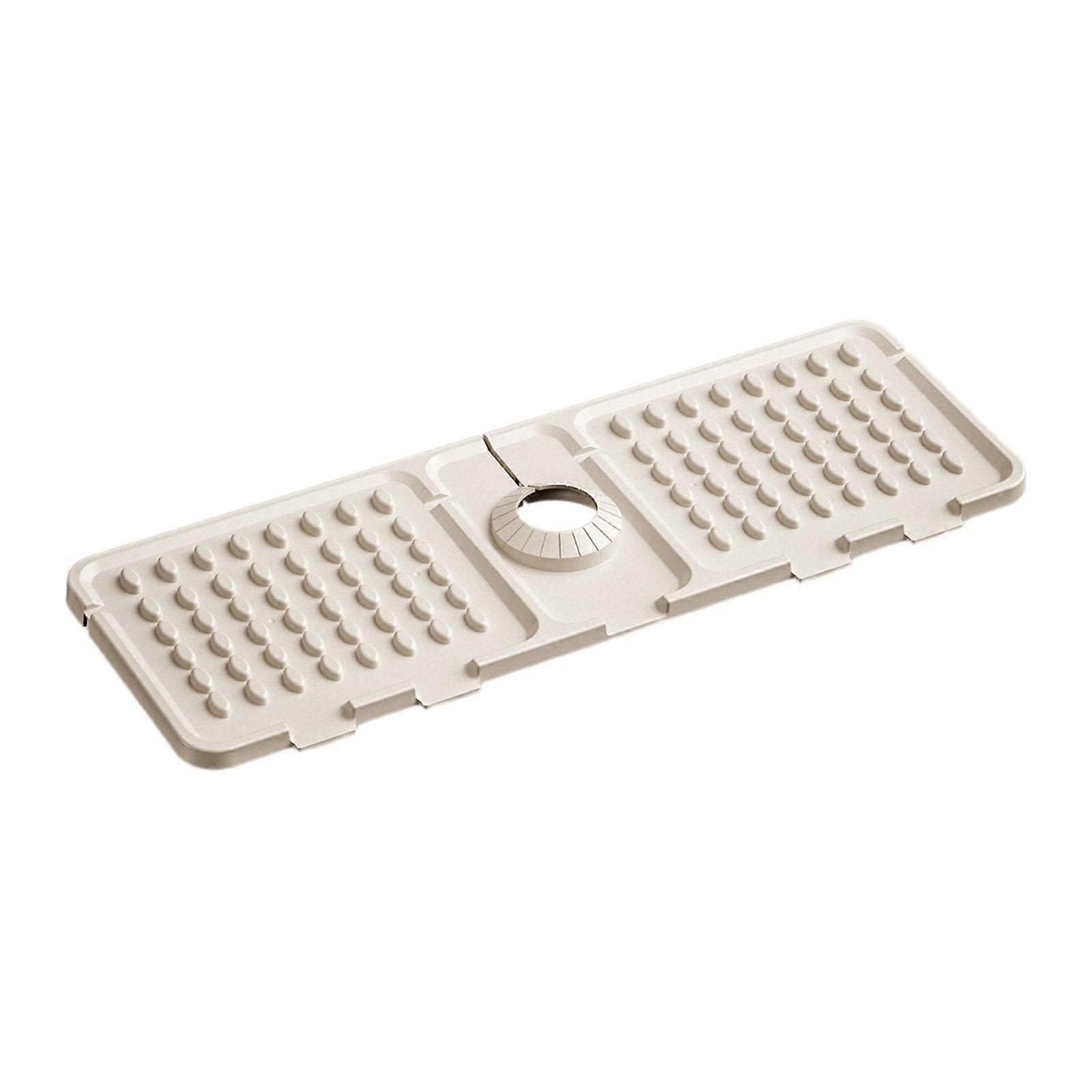Faucet Drip Mat Dish Drying Mat Waterproof Countertop Protector Cuttable Pad Beige