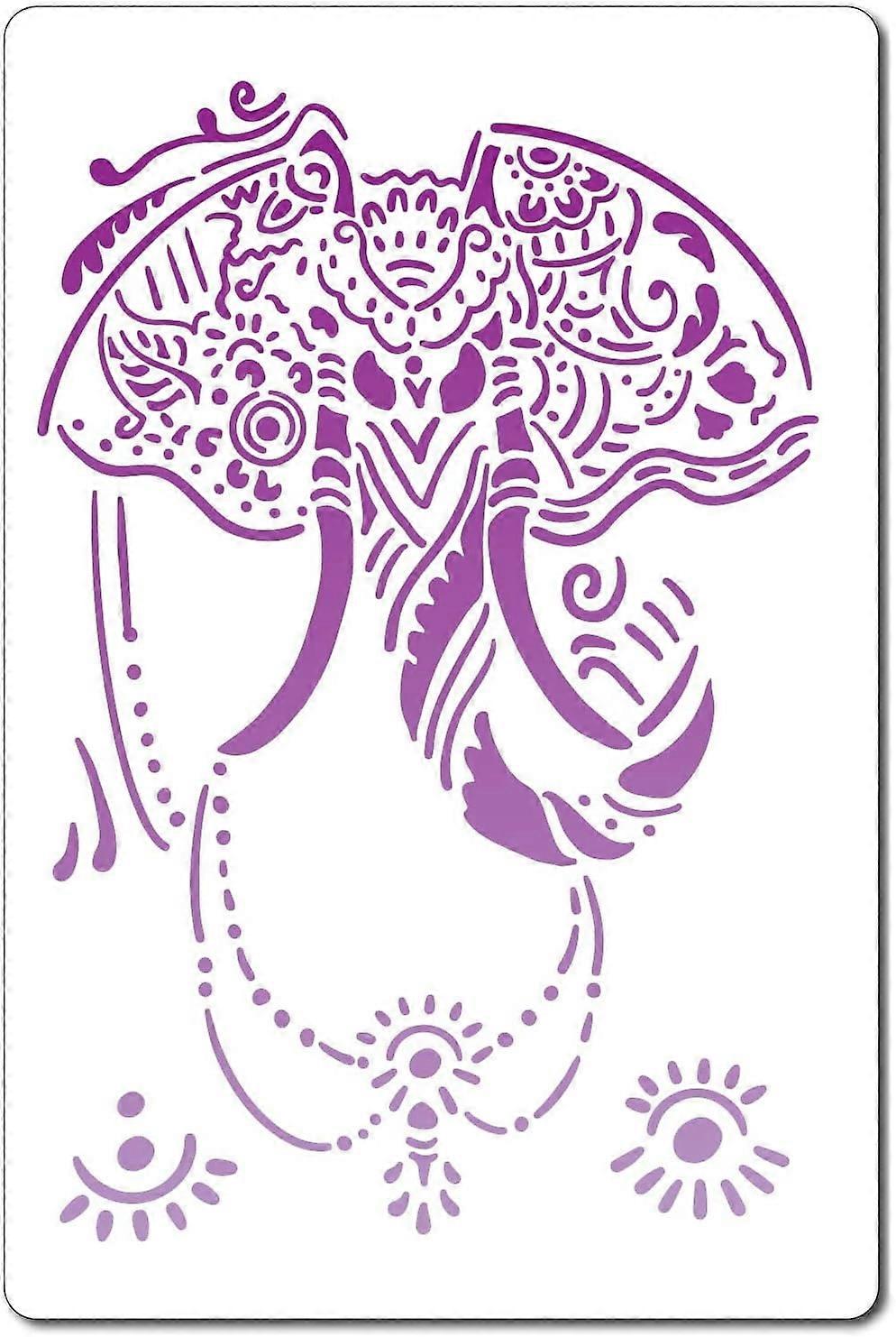1pc Elephant Head Stencil Wild Animal Mandala Templates Reusable Templates Plastic Drawing Painting Stencils Template