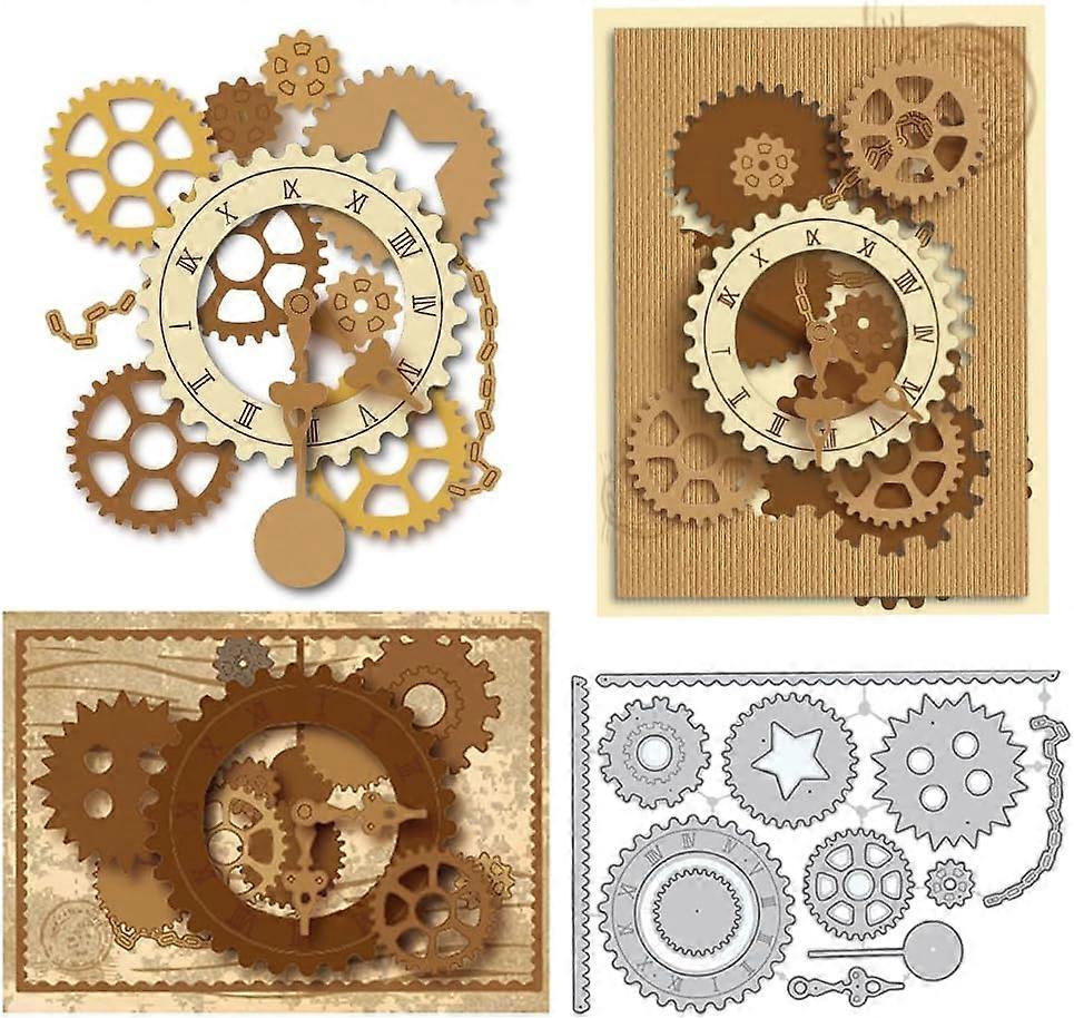 Time Gear Cutting Dies for Card Making Metal Die Cuts Gears Arrow Key Cutting Dies Templates for Scrapbooking Journal Embossing Paper Craft Decor