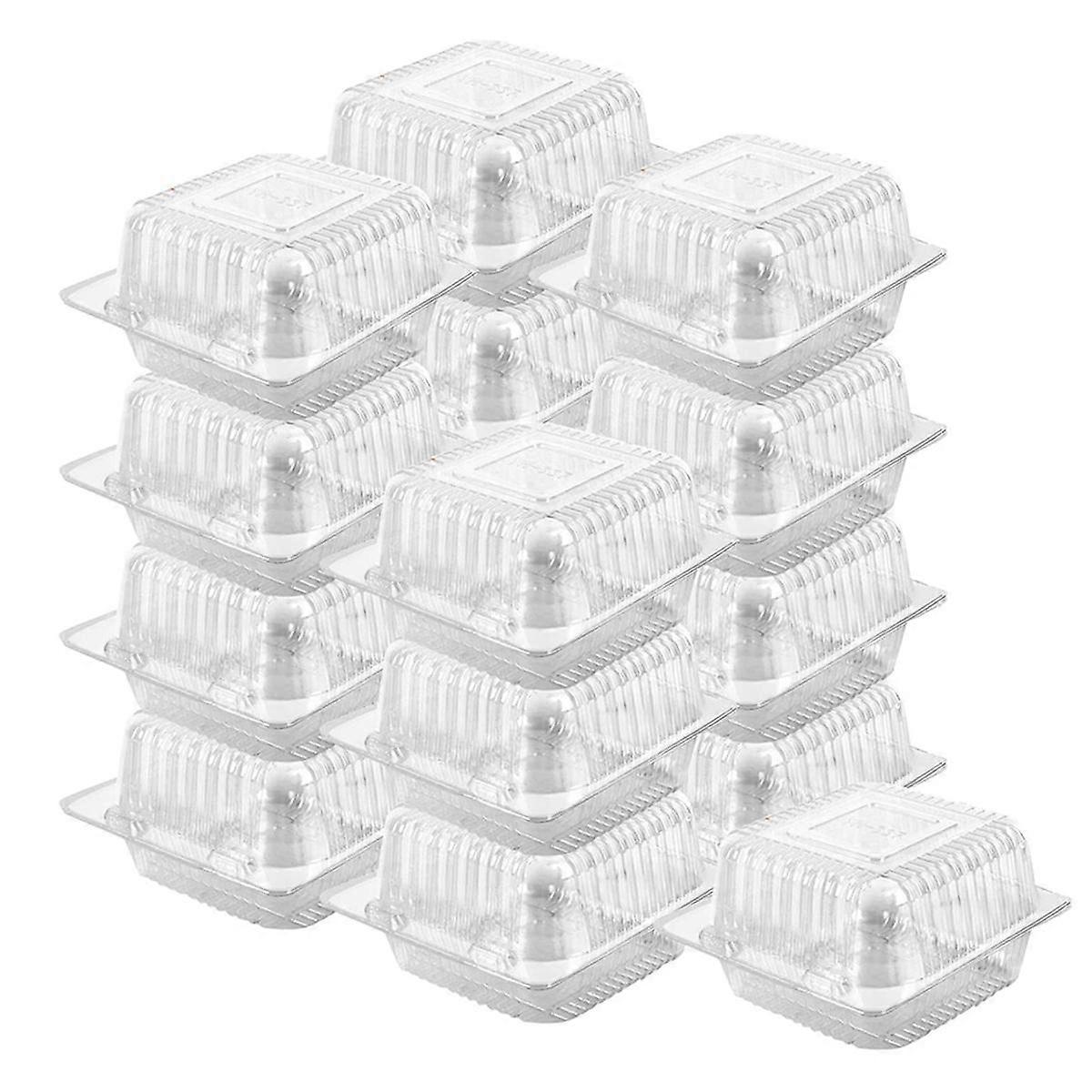 100 Count Clear Plastic Hinged Clamshell Takeout Tray Food Clamshell Containers for Dessert, Cakes