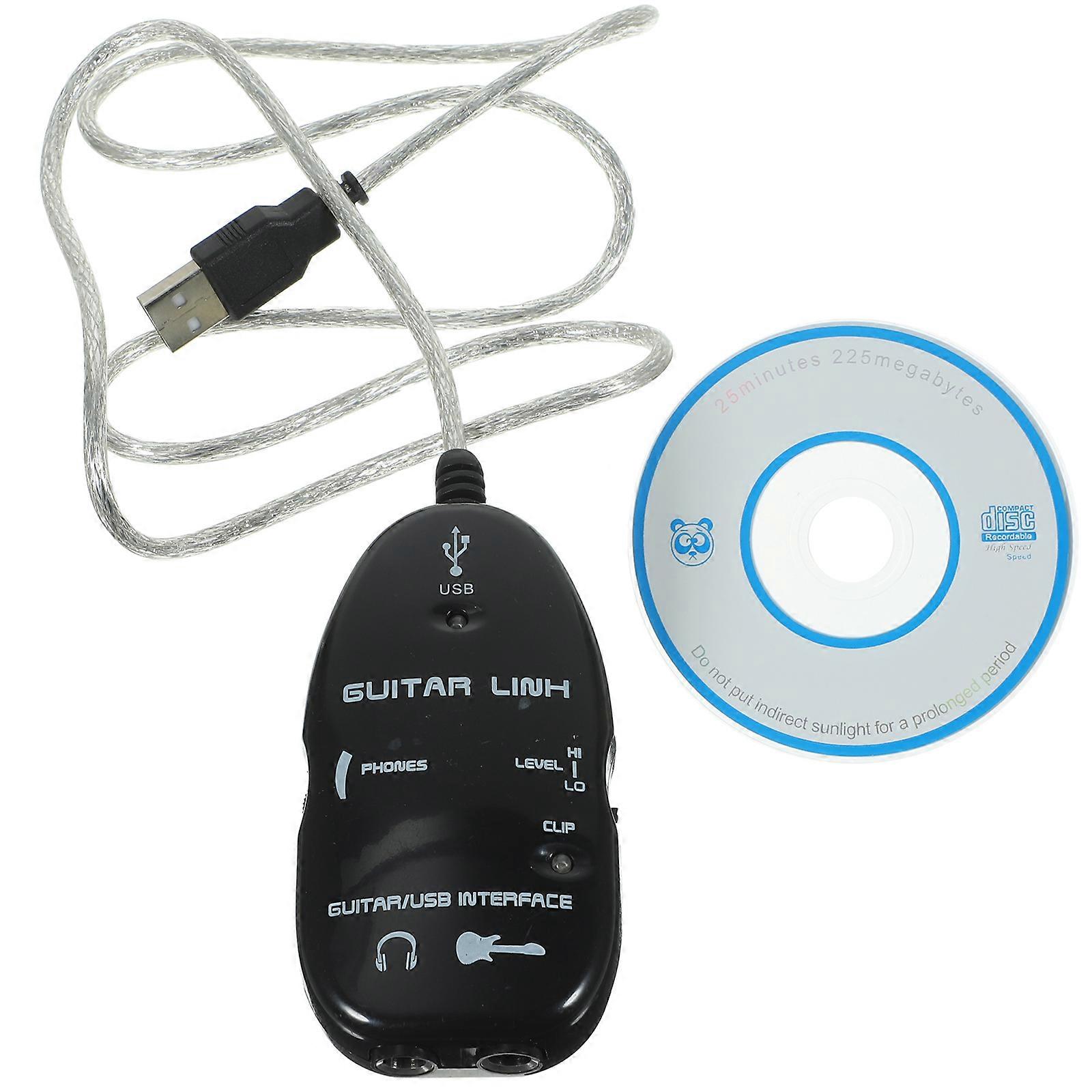 USB gitar link kabel til PC / MAC lydopptak adapter svart