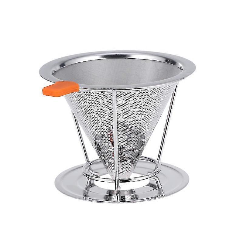 stainless steel double-layer coffee filter coffee drip rack reusable cone dripper (115mm honeycomb rack)