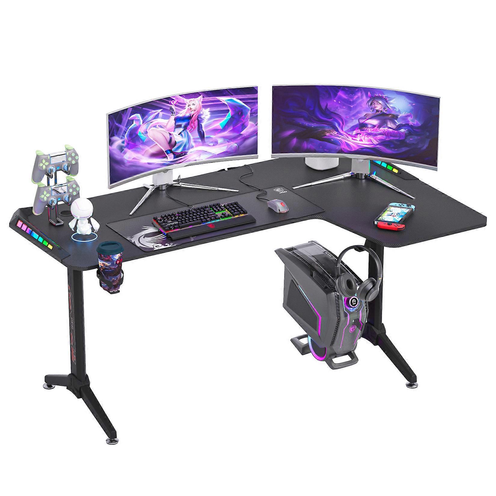 L-Shape Corner Gaming Desk Computer PC Workstation Table