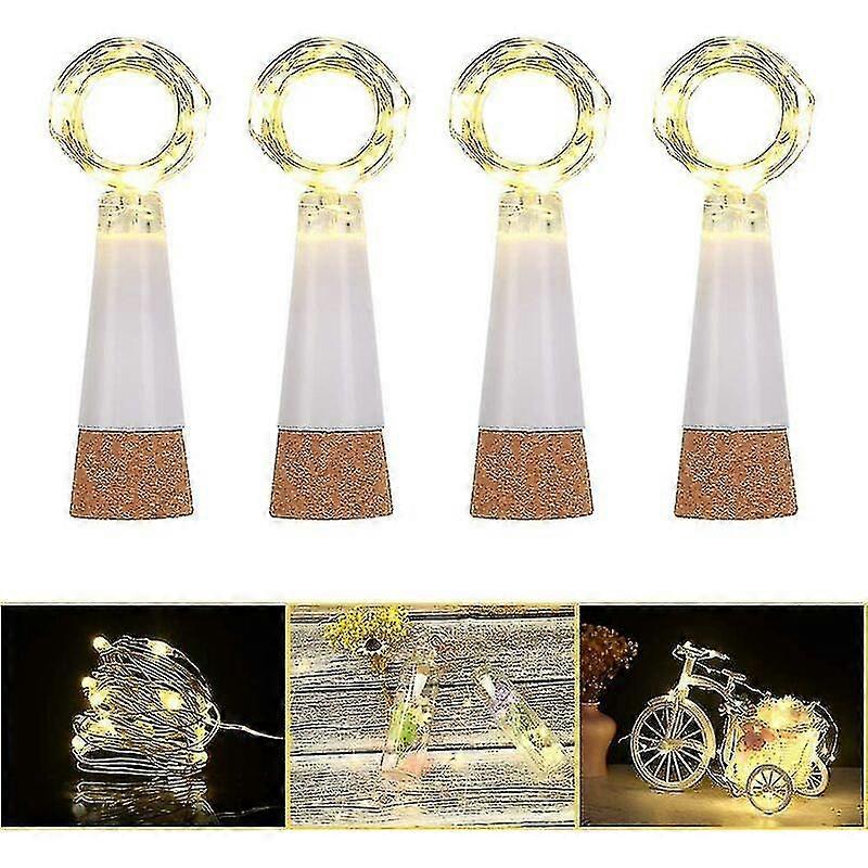 أضواء زجاجة النبيذ، USB قابلة للشحن، 15 أدى أضواء الفلين لزينة حفل زفاف عيد الميلاد دي (أبيض دافئ، 4 قطع)