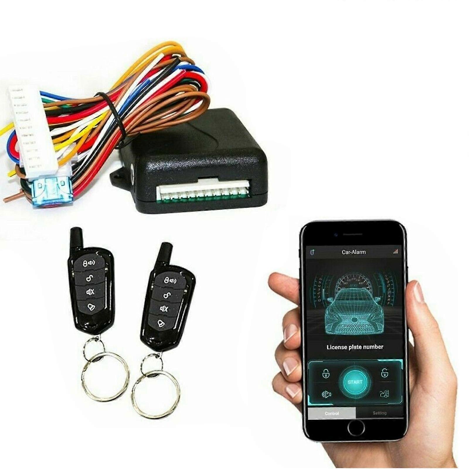 Car Alarm Security Systems Auto Remote Central Locking Kit Door Lock Keyless APP