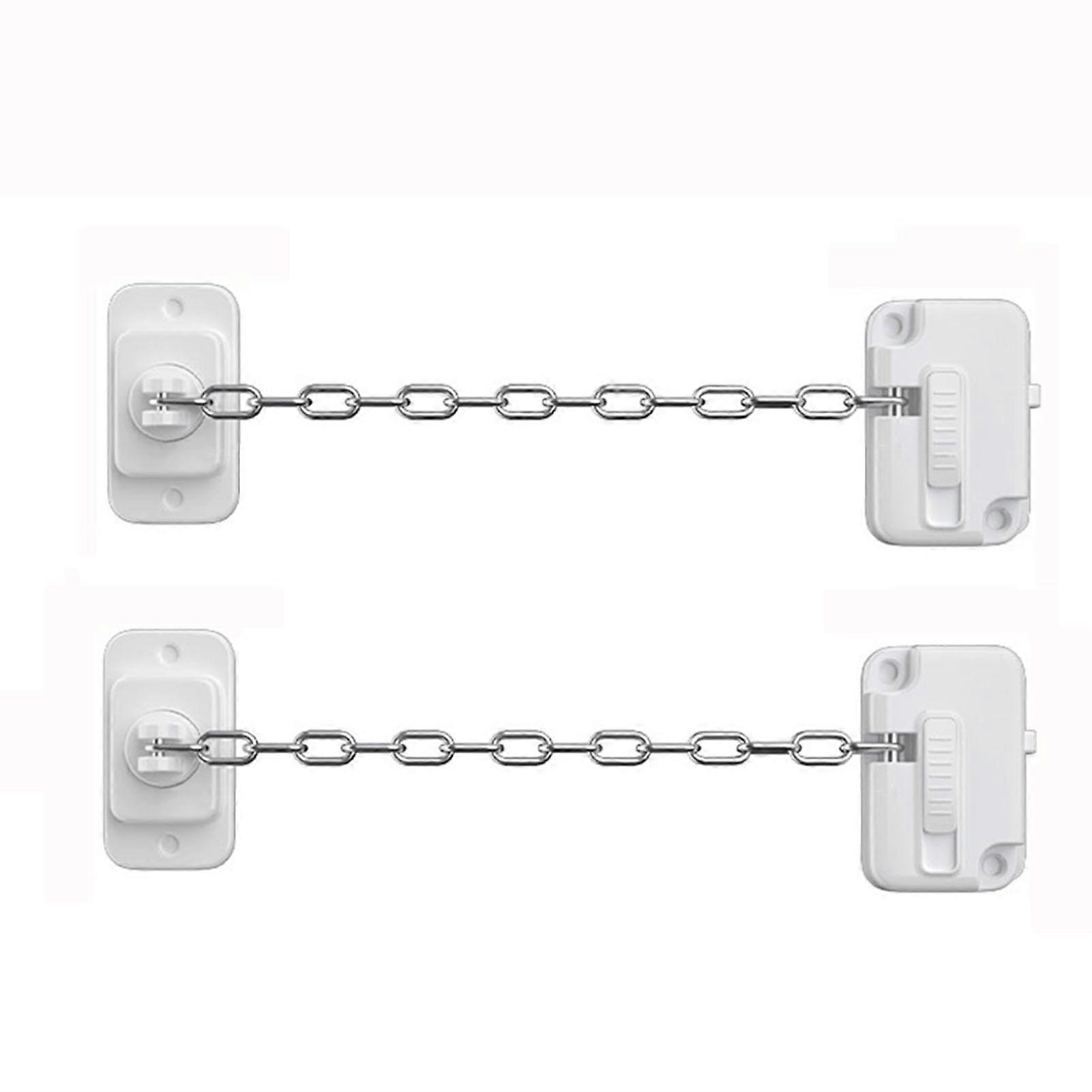 2pcs Self Adhesive Window Locks with Chain Wear Resistant No Drill Safety Lock for Home Use