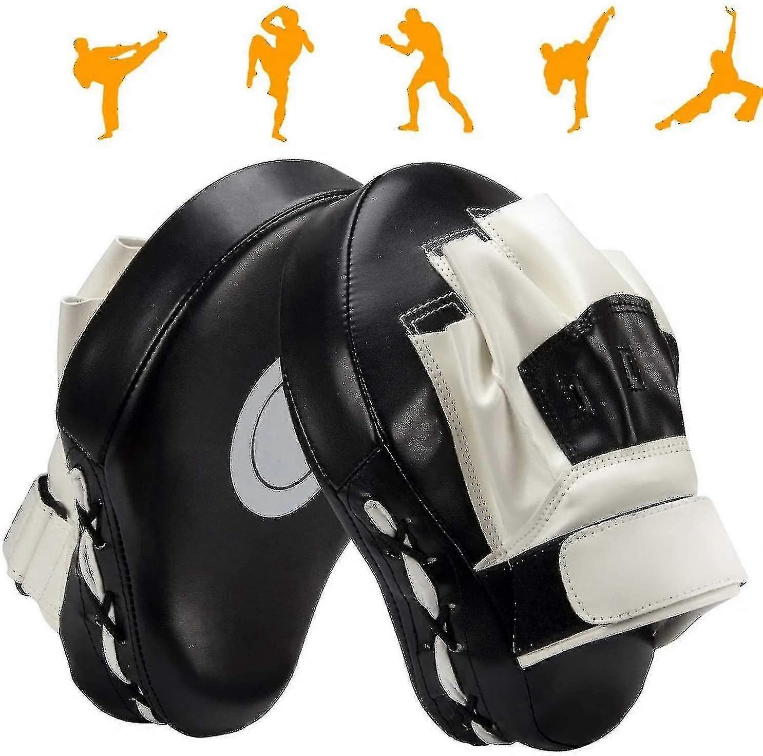 Boxing Curved Focus Punching Mitts- Leatherette Training Hand Pads,ideal For Karate, Muay Thai Kick
