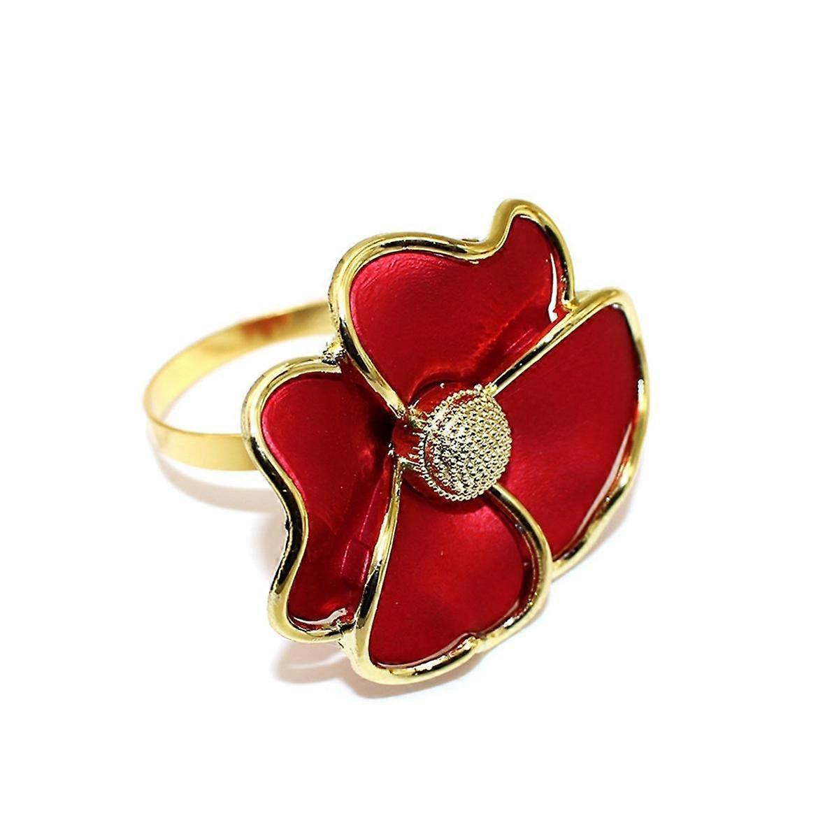 Flower Napkin Rings, Elegant Napkin Holders for Paper Napkins and Table Cloths Set of 6, B