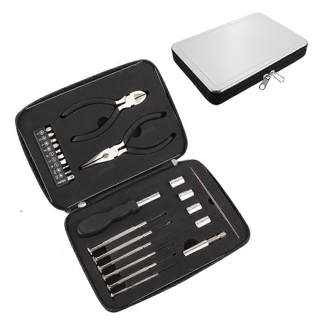 Gift tinplate hardware tool set 25-piece EVA lined tool box set