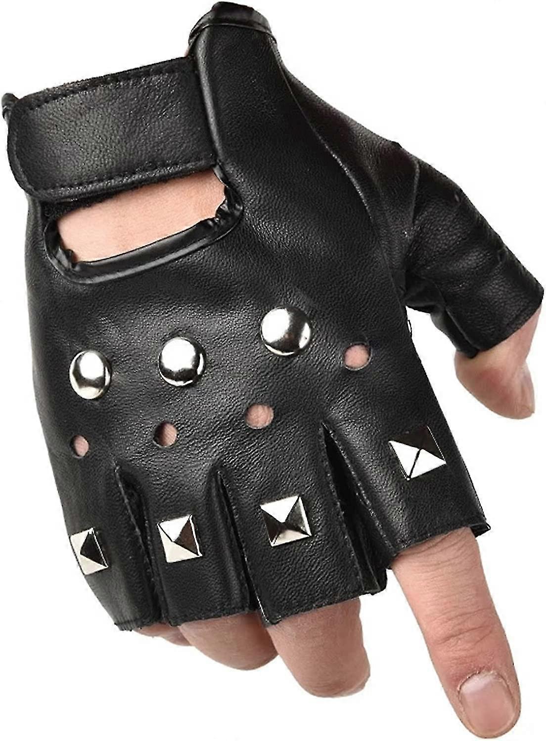 Herren Leder Fingerlose Handschuhe Herren Punk Nieten Pu Leder Fingerless |  Fruugo DE