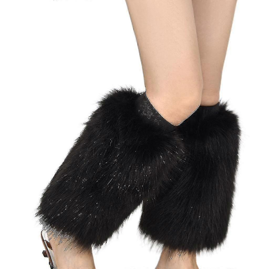 Jambières d'hiver en fausse fourrure pour femmes, couleur unie, style hipster, chaussettes chaudes pour mollets, vêtements de fête