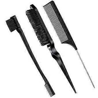 Sunrain 3 Pieces Teasing Brush Set Edge Brush And Comb Bristle Hair Brush Teasing Comb Gro