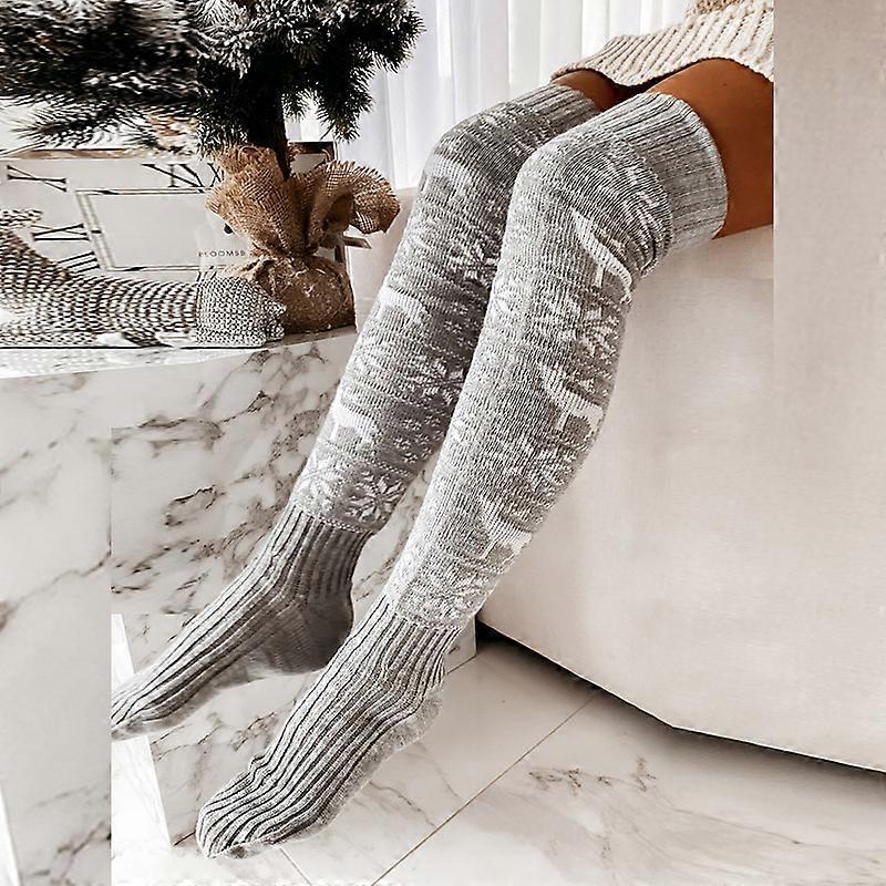 Women's Cable Knitted High Boot Socks Christmas Stockings Extra Long Winter Over Knee Stockings Leg Warmers