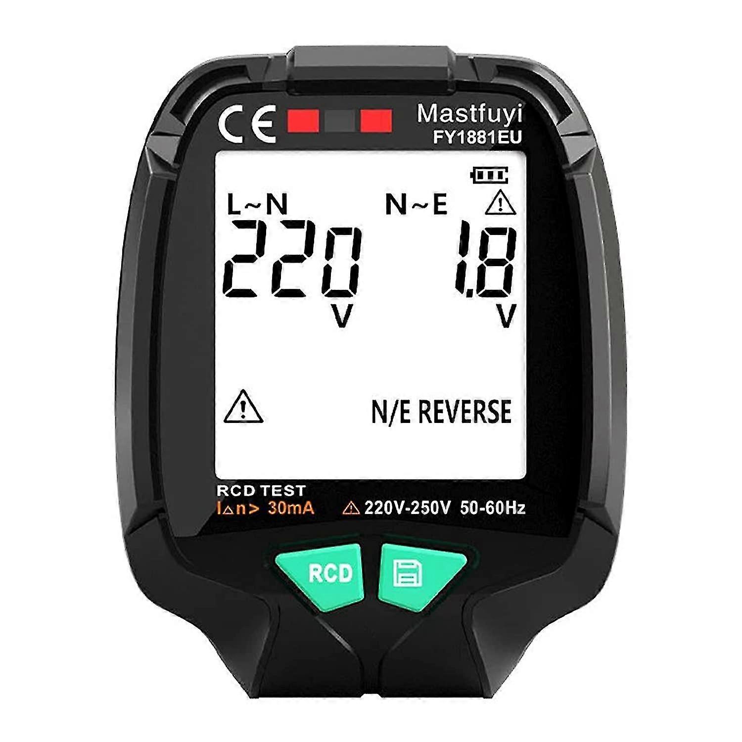 Socket Tester - Full Screen Socket Tester, Ac Voltage 30v-250v Rcd Null Test Socket Polarity Phase Check(eu Plug)