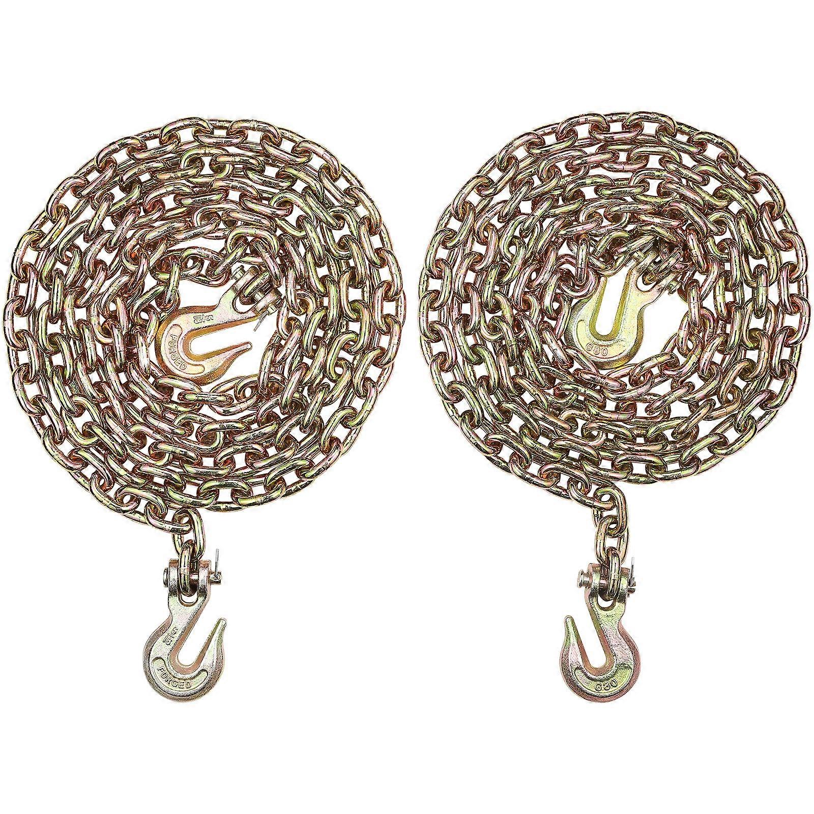 G80 Transport Binder Chain with Clevis Grab Hooks, 5/16" x 10.3', 4900 lbs Working Load, for Transporting Towing Truck Tie Down Binding