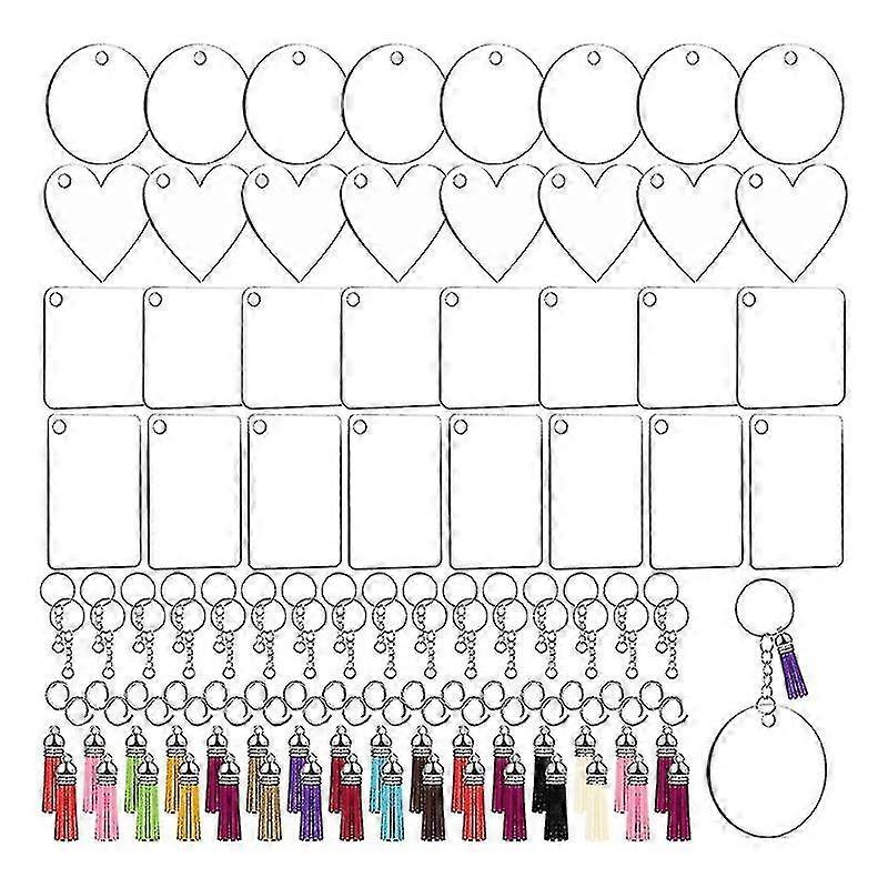 Keychain Set Transparent Square Shape Love Acrylic Key Ring Party Diy Key Gift